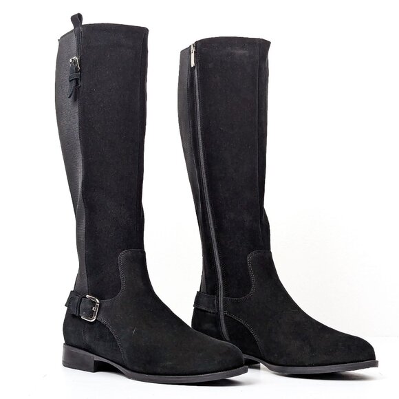 La Canadienne Wmn Lentina Black Leather Buckle Riding Equestrian Boots Sz 10 - Picture 1 of 10